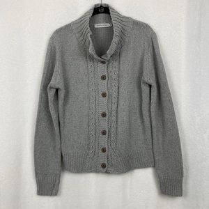Misslook Women’s Gray Cable Knit Button Cardigan Sweater sz Medium